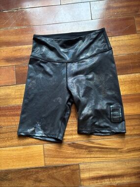 Zumba Fitness Metallic Black High-Waist Bike Shorts